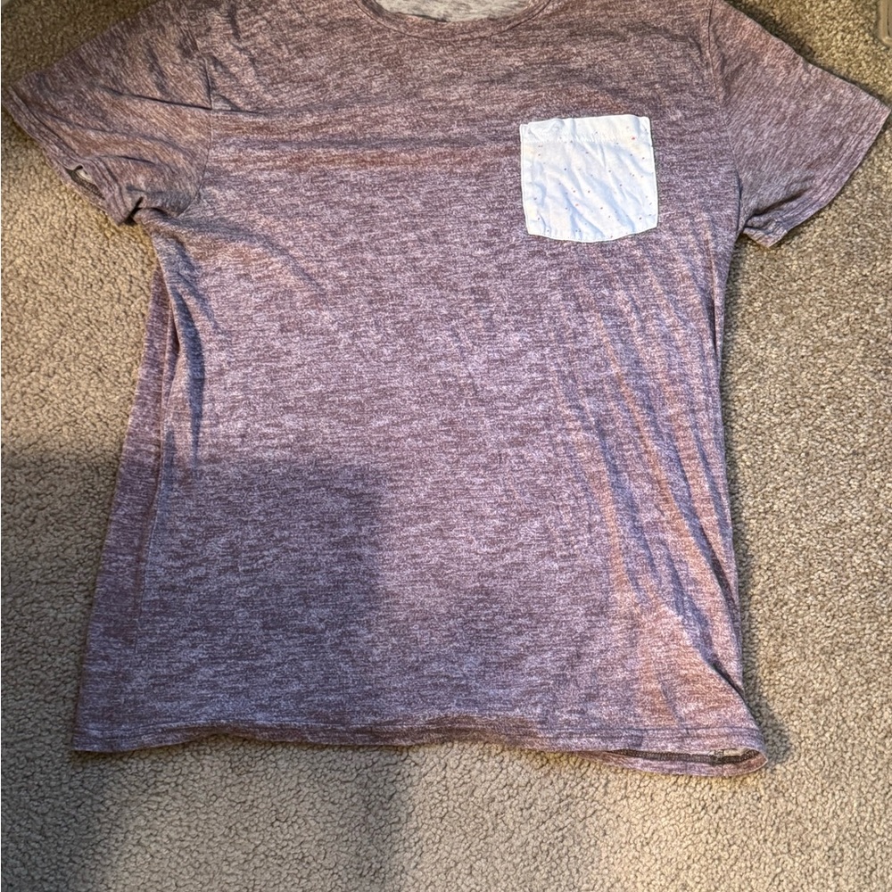 Casual Heathered Purple T-Shirt with Pocket